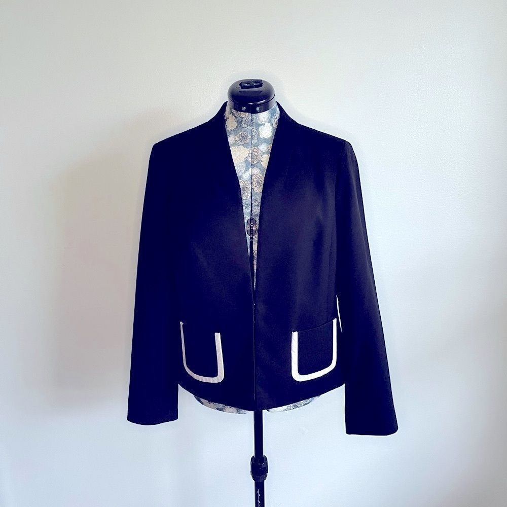 Jones New York Mod Minimalist Collarless Blazer Sz 8